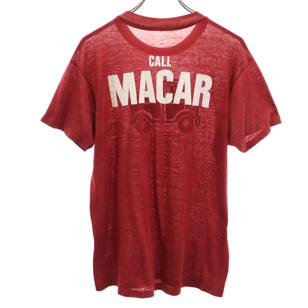 VINTAGE 70s 80s MACAR Short sleeve Single stitch T-shirt wine-red Men's Used