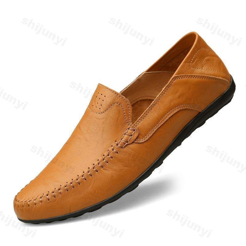 Mens Loafers Casual Luxury Brand Formal Moccasins 2025 Breathable Slip On Male Boat Shoes Plus Size Genuine Leather Men Shoes