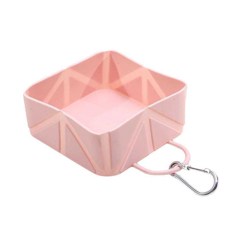 

Cute Foldable Silicone Dog Bowl Portable Lightweight Pet Water Food Bowl 1-5PCS Outdoor Feeder With Carabiner For Walking Hiking 1PC рожевий
