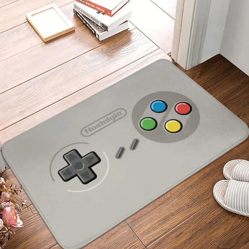 Binary Game Controller Door Mat Small Carpet Blue Digital Effect Design Anti-slip Rug for Tech Gamer Home Decor