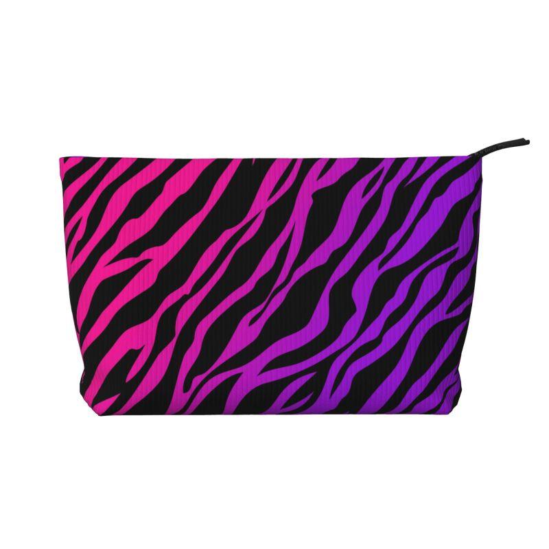 

Pink Purple and Black Zebra Print Toiletry Bag Corduroy Cosmetic Makeup Organizer Women Portable Beauty Storage Dopp Kit Box