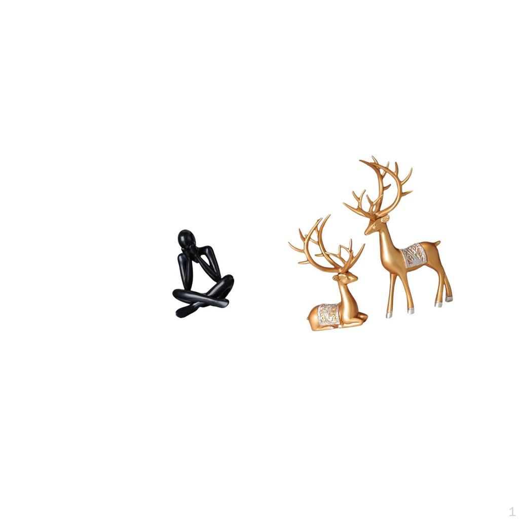 Modern European Reindeer Figure Sculpture Decorative Collectible Ornament for Living Room Bookshelf