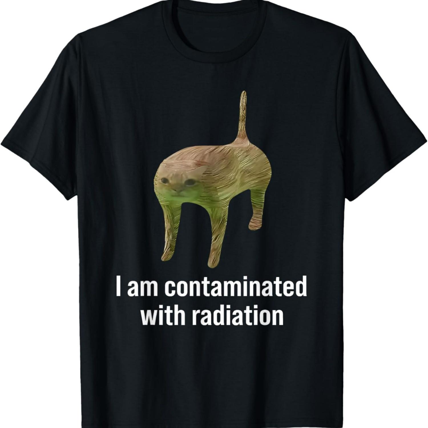 I Am Contaminated Funny Cat Meme Ironic Weirdcore Silly Cat T-Shirt for Men Women S чёрный