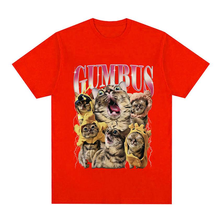 

GUMBUS Funny Cat Meme Graphic TShirt Unisex Women Fashion Harajuku Short Sleeve T Shirt Vintage Oversized High Quality Cotton Tees S