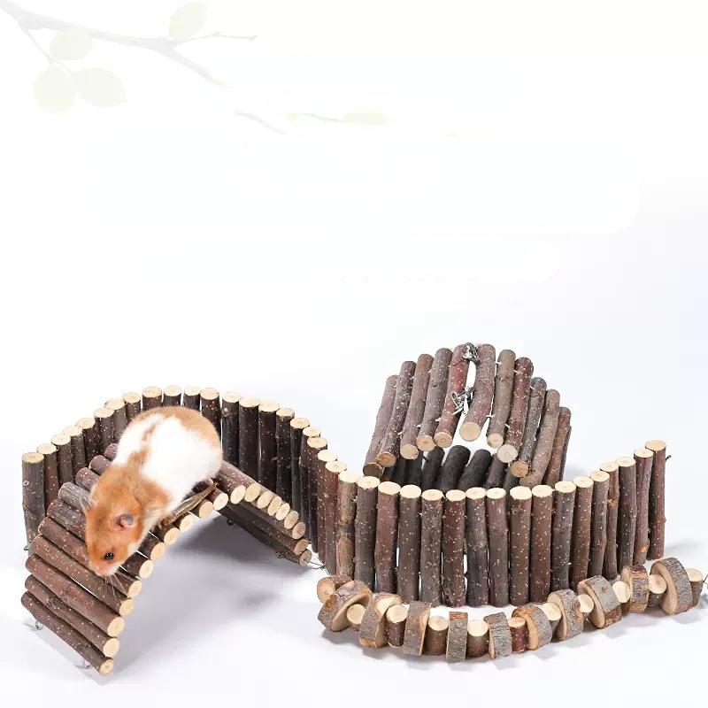 Wooden Hamster Ladder Bird Ladder Climbing Ropeway Pet Training Parrot Boardwalk Parrot Bird Toy Long Climbing Ladder 50cm
