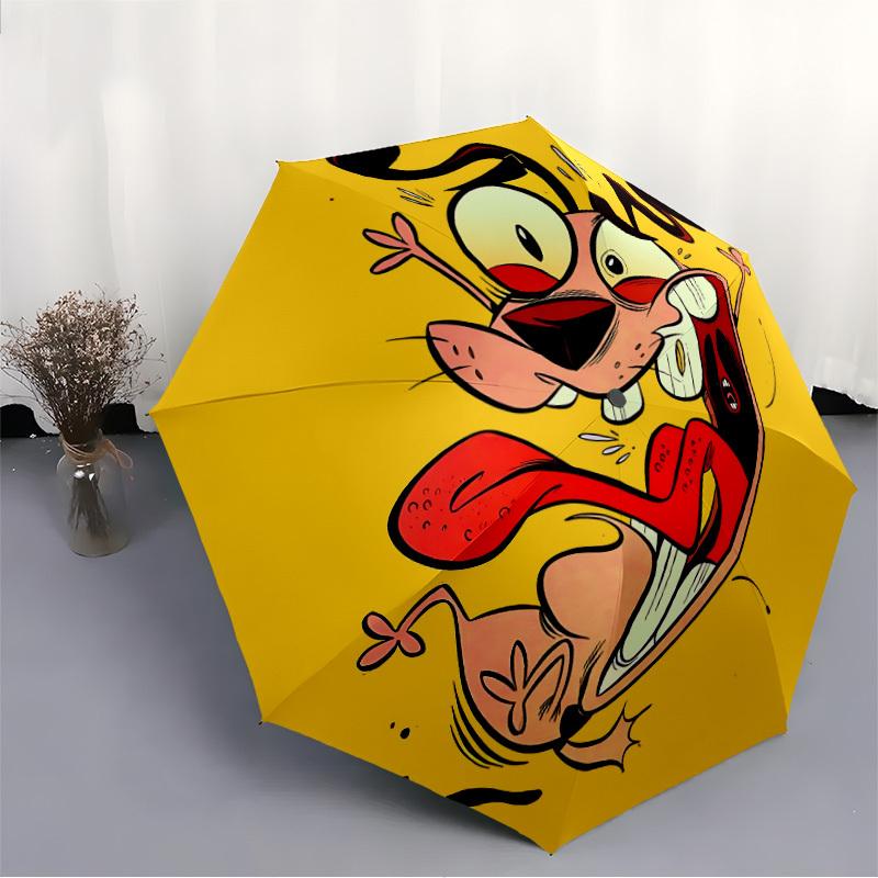 Courage the Cowardly Dog Home Essential Cute Cartoon Umbrella, Portable Folding Umbrella Suitable for All Seasons A0821082