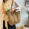 Square Beach Handbag Zipper Raffia Shoulder Bag Casual Weave Straw Tote Bag  Spring