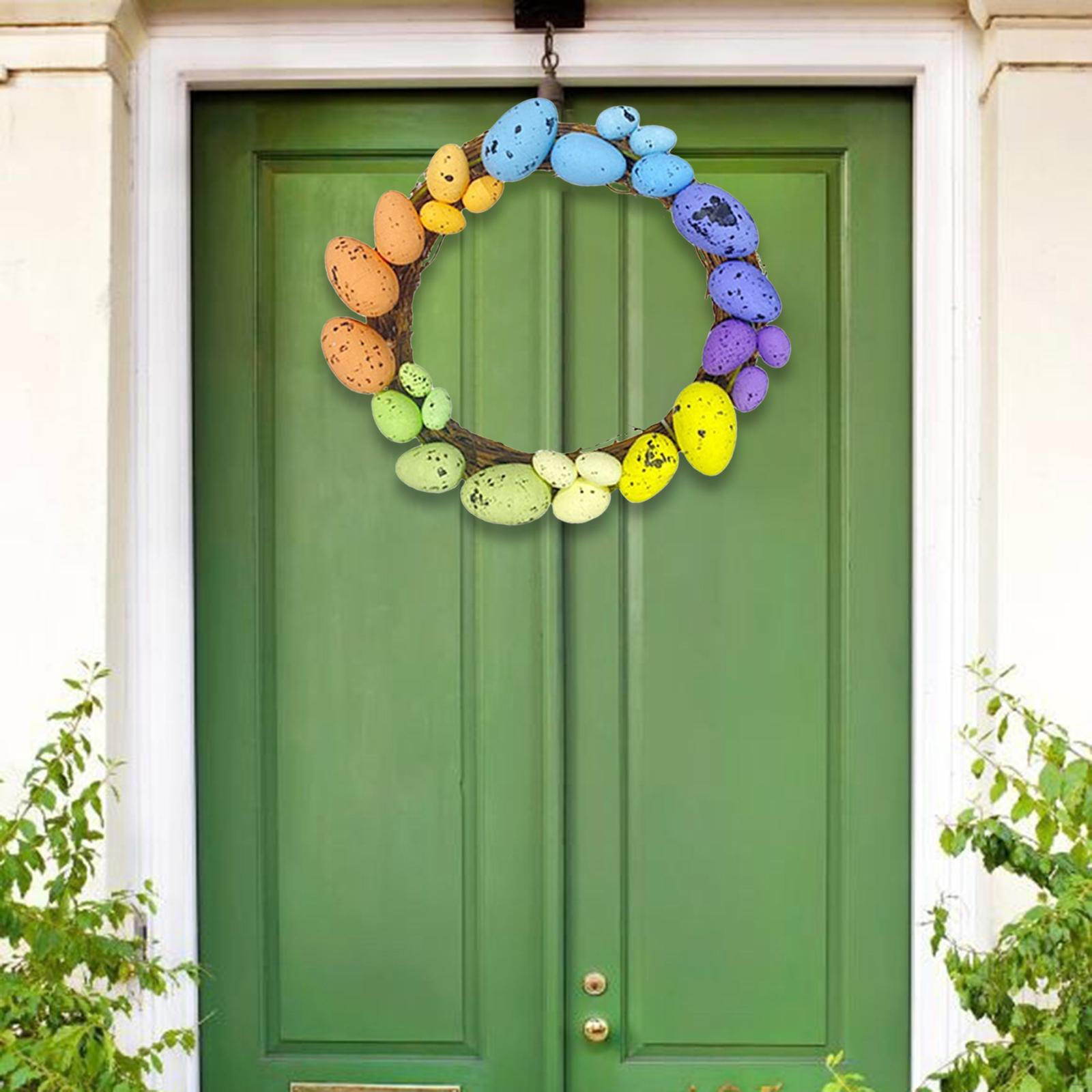 

Round Easter Egg Wreath Front Door Spring for Celebration Festival Farmhouse without Flower