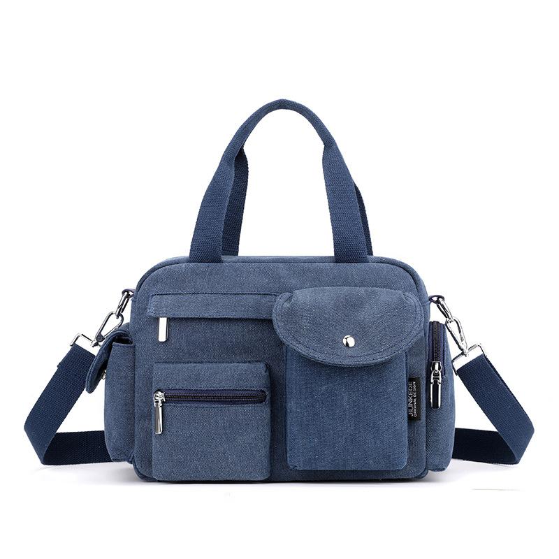 New Canvas Bag Portable Shoulder Bag Messenger Bag Multi-pocket Business Women's Bag Fashion Casual Canvas Women's Bag