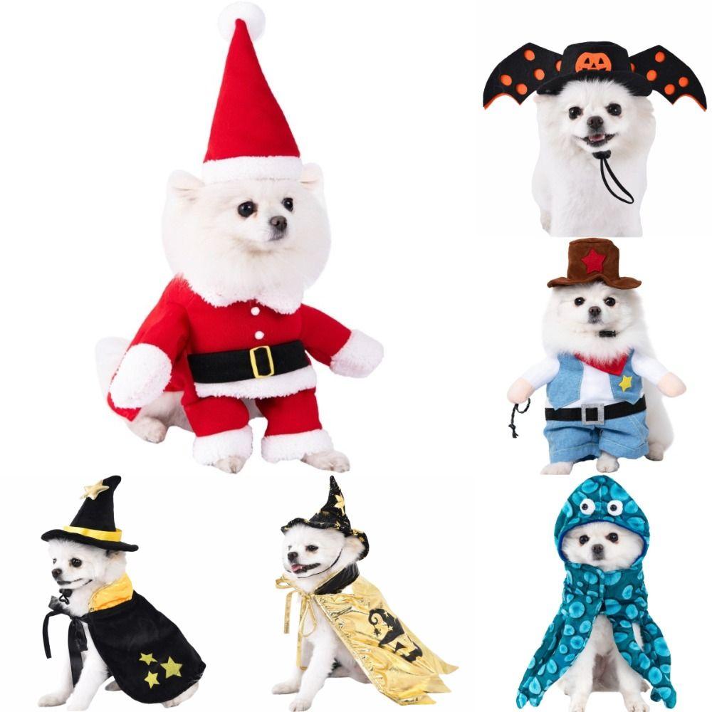 Funny Cosplay Pet Dog Cat Costume Christmas Cowboy Puppy Jumpsuit Coat Pumpkin Hat Magic Cape Halloween Costume Jumpsuit