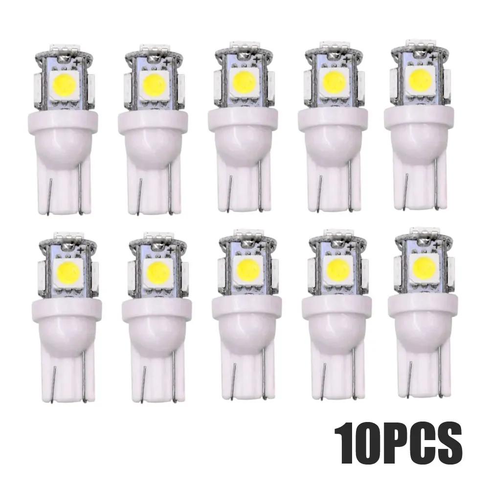 10Pcs Car Wedge Tail Lamp Universal Car T10 158 192 194 168 W5W 5050 SMD 5 LED Light Car Decoration Bulb Auto Light Accessories