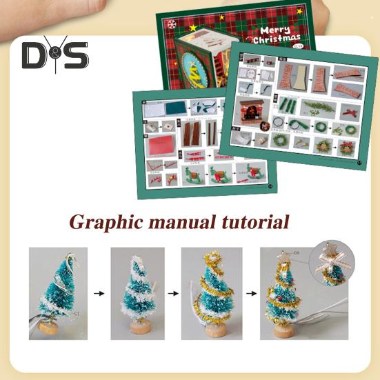 Kit de mini maison à thème de Noël à faire soi-même avec meubles lumineux à LED pour enfants et adultes, petite maison faite à la main, modèle de maison de poupée, serre-livres, étagère, décoration