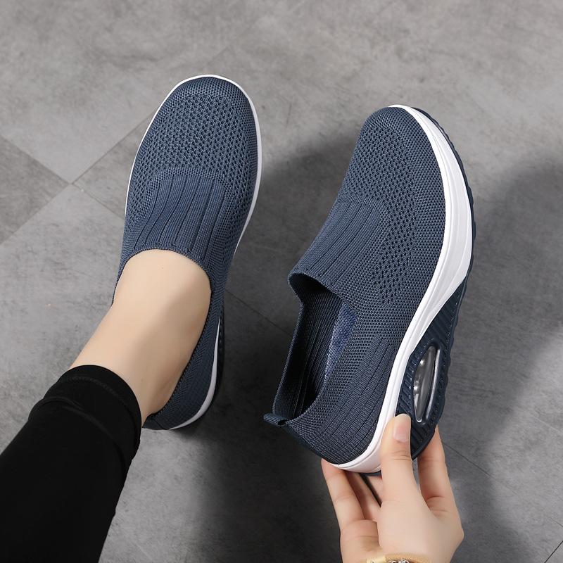 Breathable Knitted Women Sneakers Comfortable Air-cushion Casual Sports Shoes Light Non-slip Walking Jogging Shoes