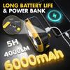 6000mAh Magnetic Work Light Rechargeable,4000LM Magnetic Light with Hook,IP65 Waterproof, 30H Runtime,Portable LED Work Light for Car Repair