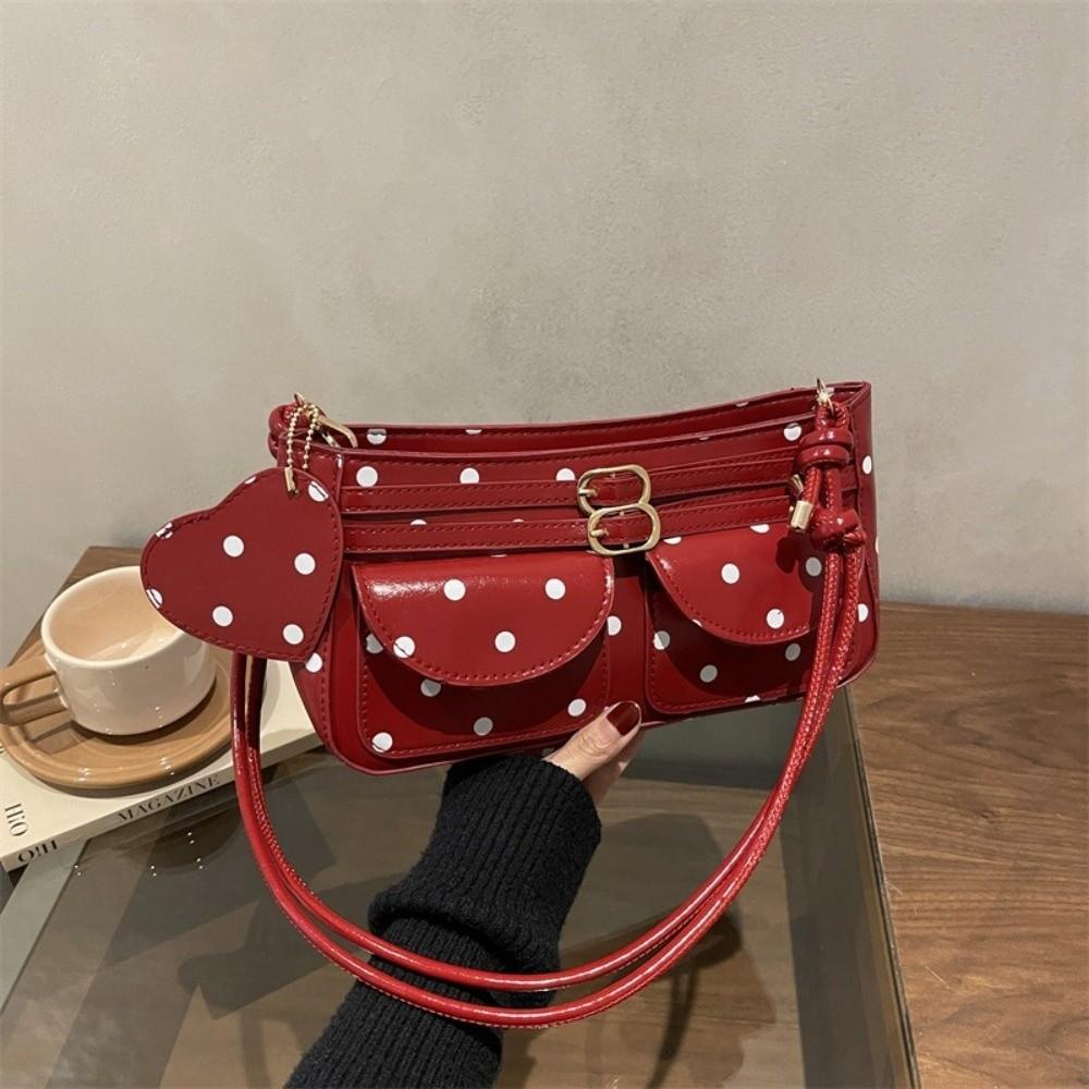 Schnalle Gepunktete Umhängetasche Herzanhänger Crossbody-Tasche Individuelle Quadratische Achseltasche Pendeln
