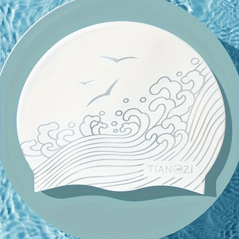 Adult Silicone Swim Cap: Waterproof, Non Slip, High Elasticity Cloud Pattern, Suitable for Both Men and Women
