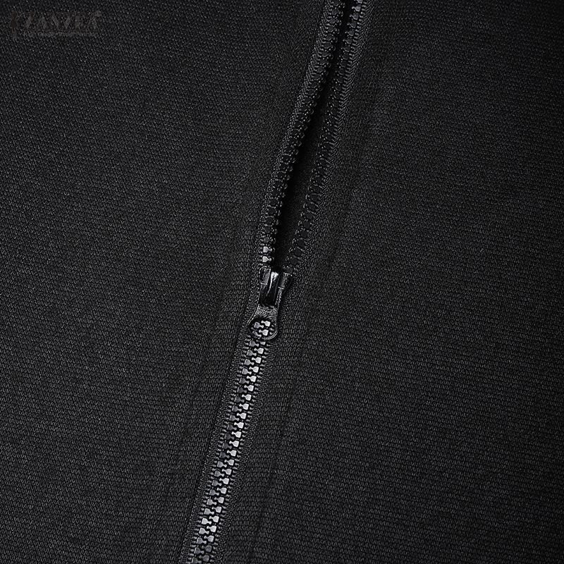 ZANZEA Women Long Sleeve Casual Patchwork Long Hooded Sweatshirts