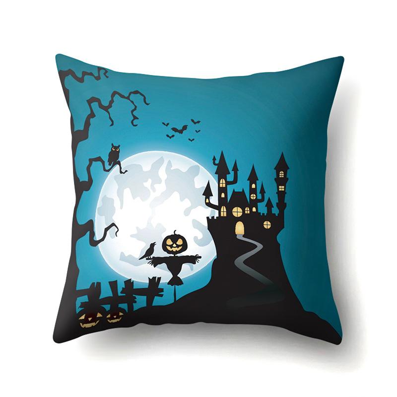 Halloween Polyester Pillow Case Car Waist Pillow Pumpkin Sofa Cushion Cover Office Living Room Pillow Case