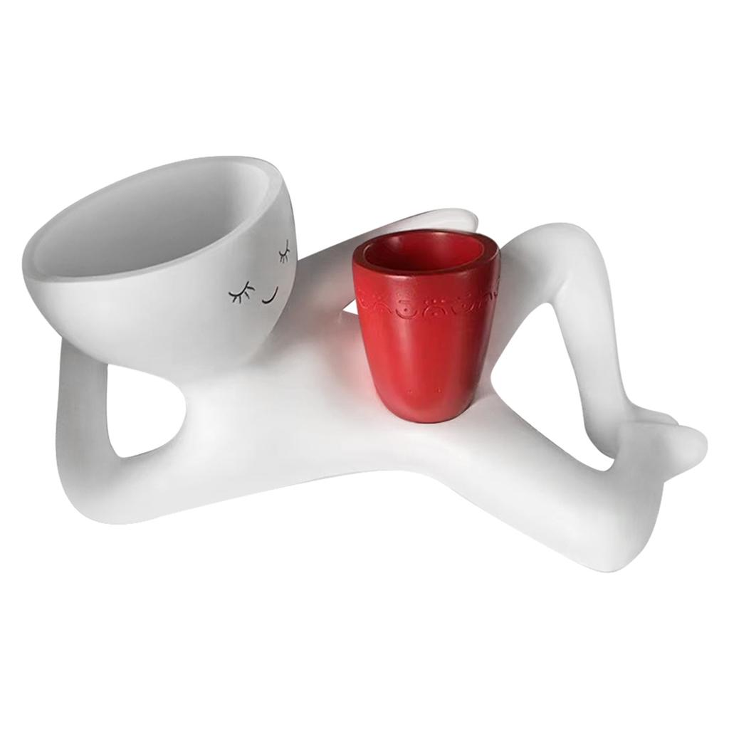 Lazy Guy Planter Resin Unique Lying Down Figure Succulent Pots with Drainage Hole Unique Shape Pot for Home Garden Decor Gifts