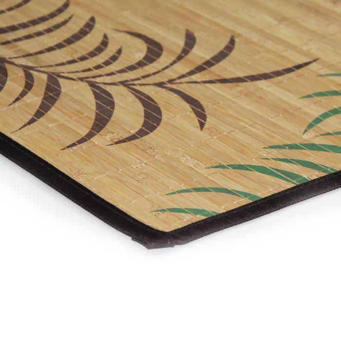 Wohnzimmerteppich aus Bambus mit exotischen Blättern bedruckt beige 70x120