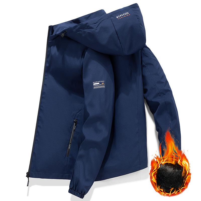 Jachetă pentru bărbați nouă de primăvară și toamnă Jachetă de vânt cu glugă la modă Jachetă casual îngroșată pentru bărbați Catifea pentru bărbați Opțional