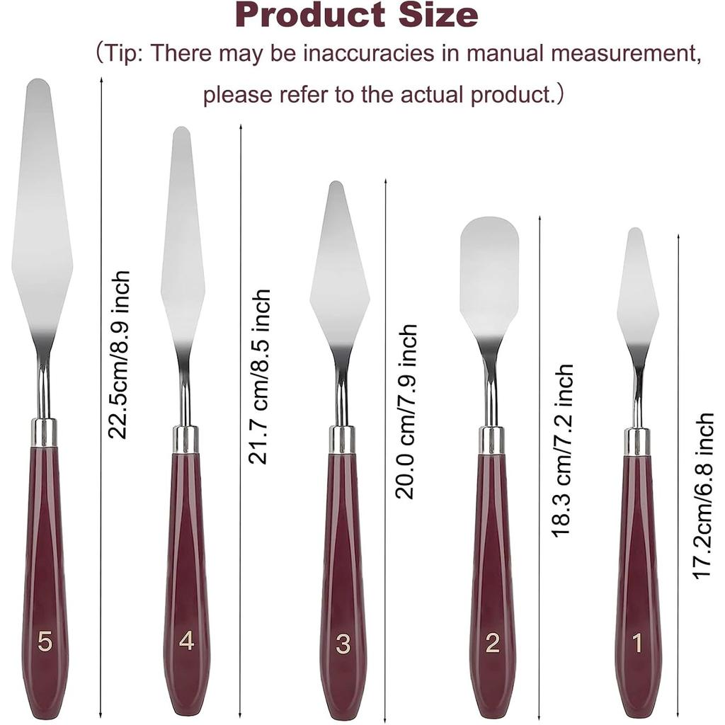 11 Pcs Palette Knife Set, 5 Pcs Stainless Steel Palette Knives and 6 Pcs Plastic Scrapers, Painting Accessories for Oil Acrylic Canvas Painting