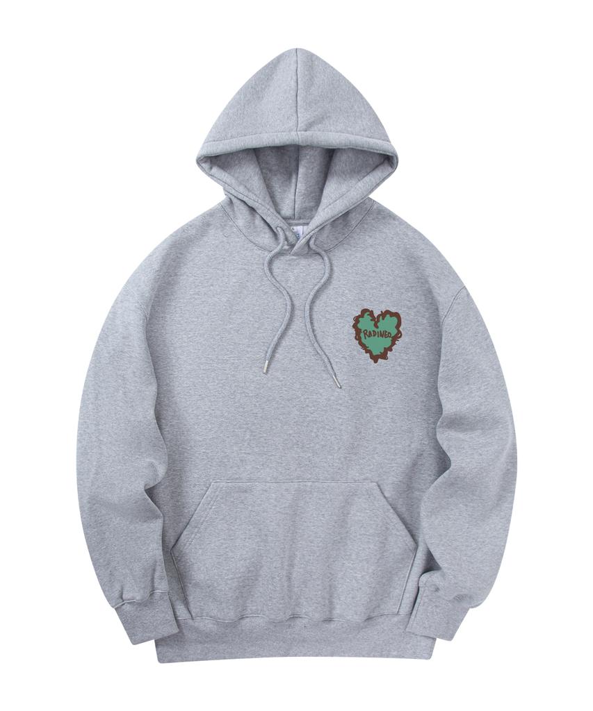 Fluffy Heart Bear Hoodie Grey