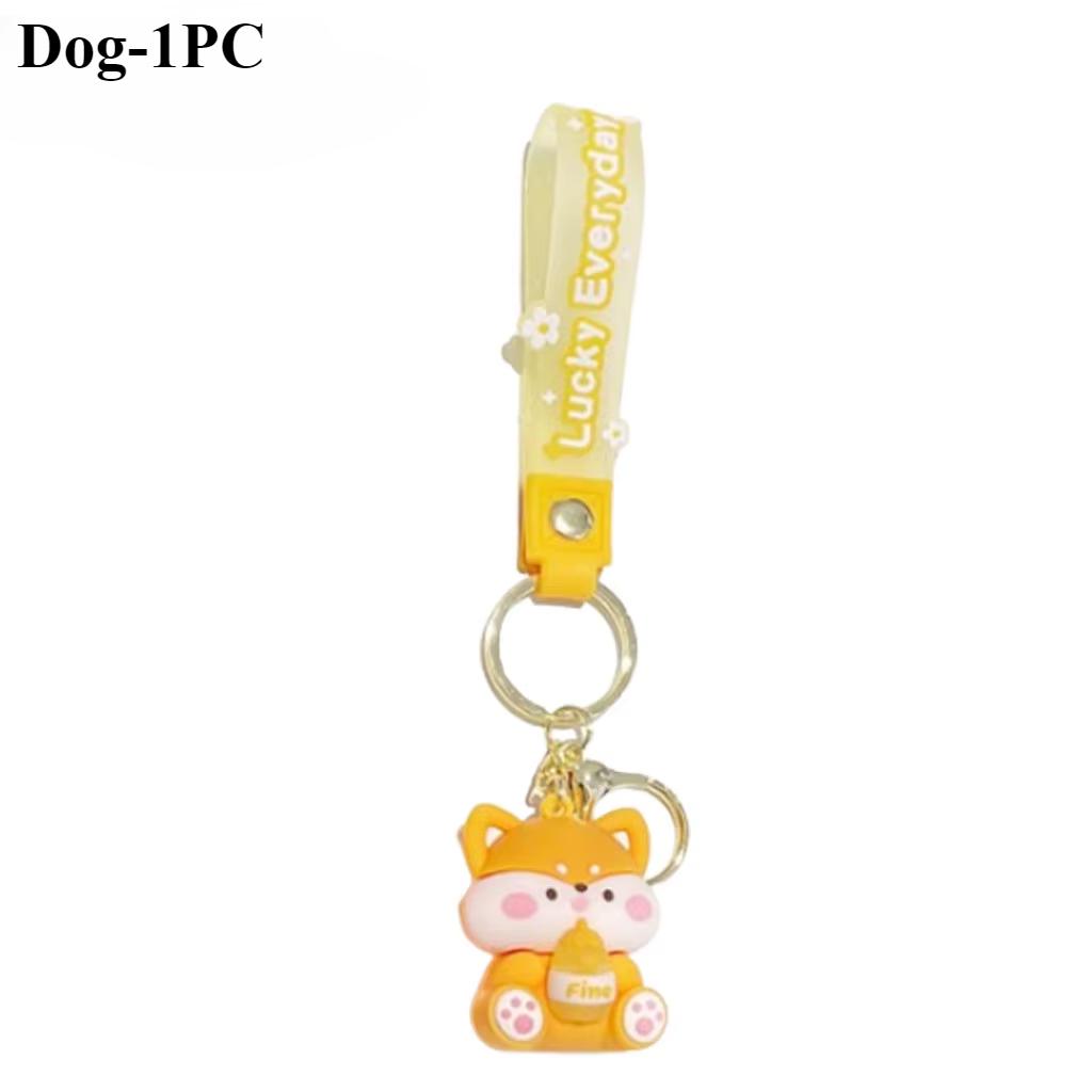 1-20PCS Luck Drinks Keychain  Pvc Doll Key Chain Cartoon Bag Pendant  Soft Plastic Doll Car Key Chain Bag Pendant Small Gift