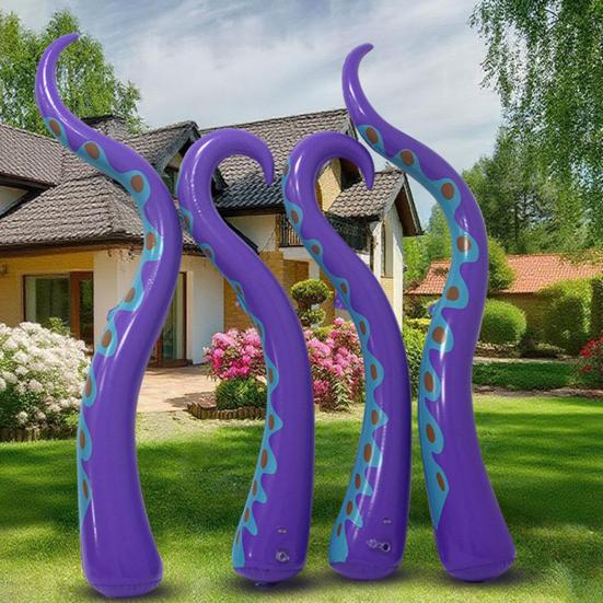 4 Pcs Halloween Inflatable Octopus Tentacle Huge Blow Up Purple Octopus Legs Outdoor Decorations for Yard Garden Lawn Decor