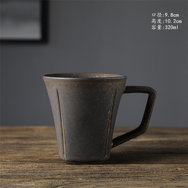 Japanese Coffee Cup Afternoon Tea Couple Cup Retro Style Ceramic Breakfast Cup Handmade Coarse Pottery Coffee Cup