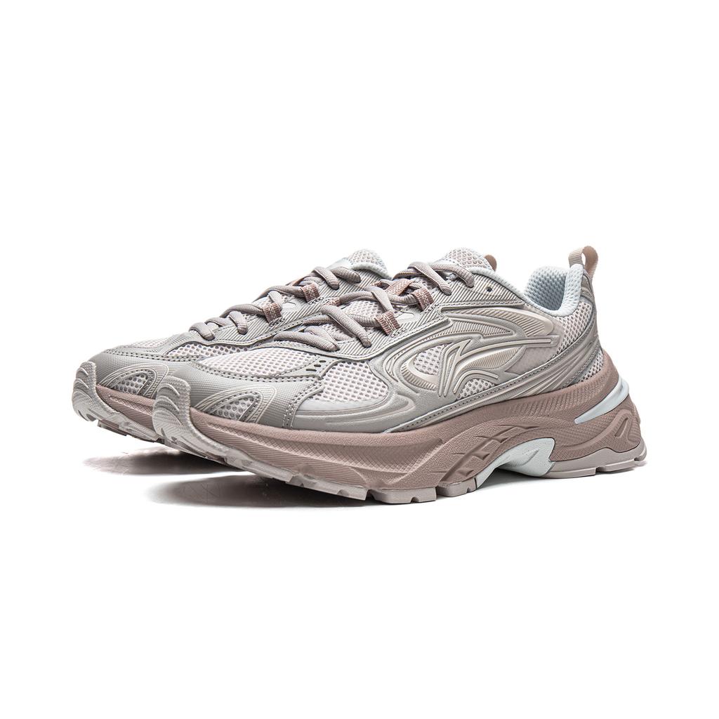 Li Ning Wind Collection Cushioning Slip Resistant Abrasion Resistant Support Low top Casual Shoes Women's Silver Gray AGLW004-3