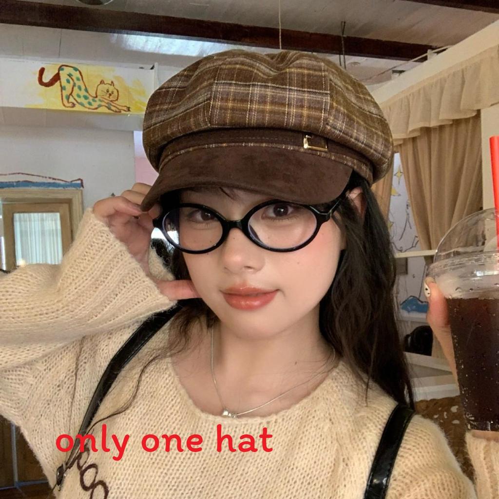 Cotton Retro Plaid Beret Hat For Women Autumn Winter Warmth Perfect For Casual Style