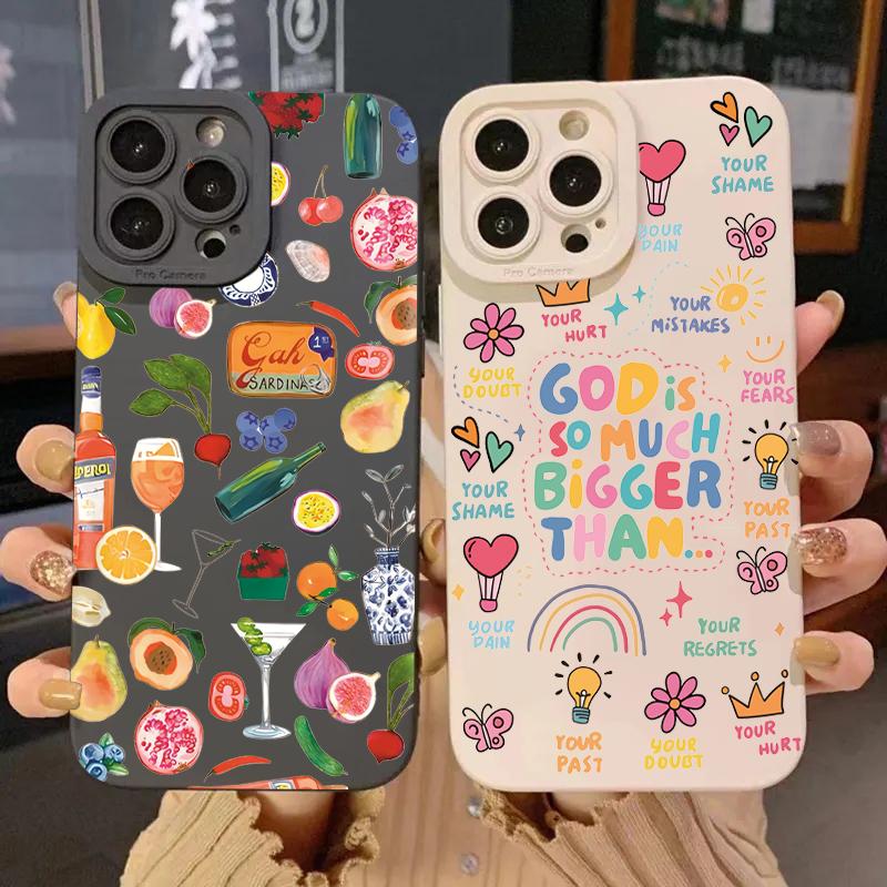 Fruit Juice Flower Pattern Phone Case For Xiaomi Redmi 13C 14C 12 Redmi Note 14 13 12 11 Pro Plus 5G 12S 11S 10S Soft Cover