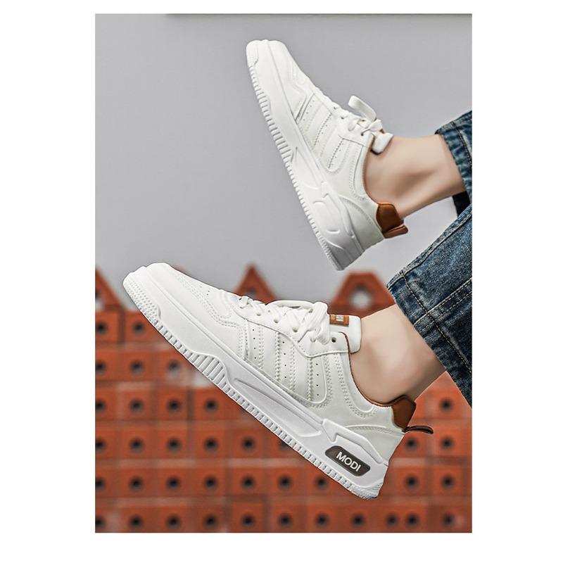Men S White Thick Sole Breathable Casual Sneakers For Students