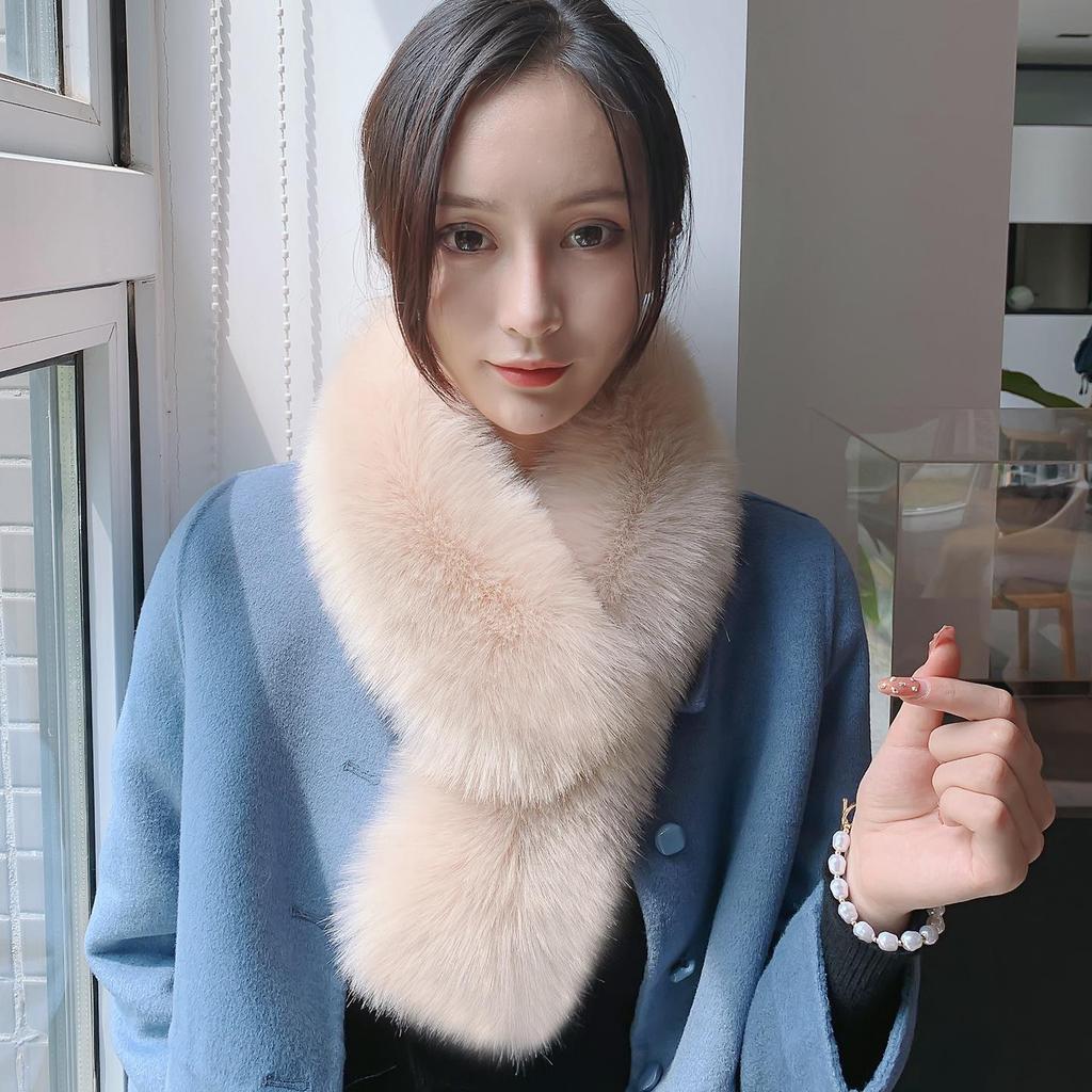 Damen Warmer Faux-Fuchs-Pelz Snood Schal: Dicke Krawattenkragen für Herbst & Winter