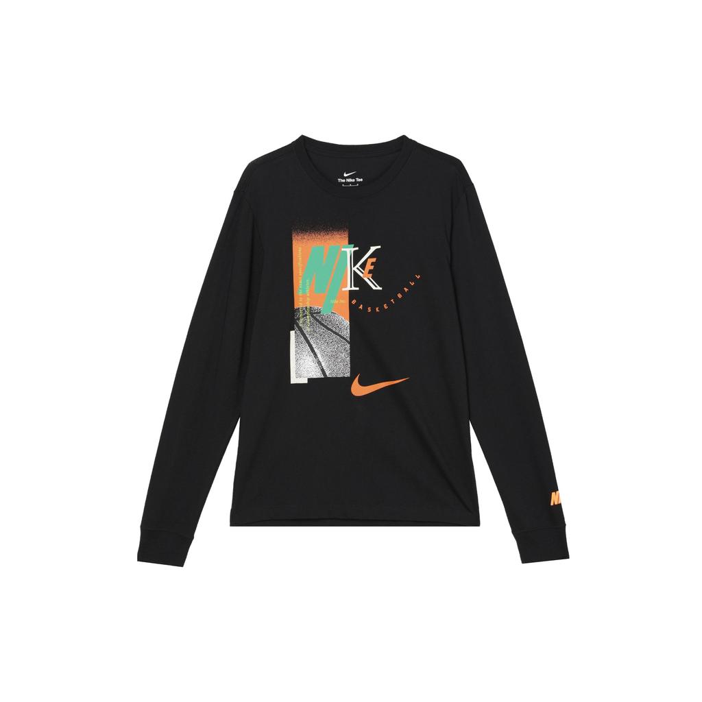 Nike Logo Outdoor Casual Crew Neck Long Sleeve T-Shirt Men Tops Black HF6198-010