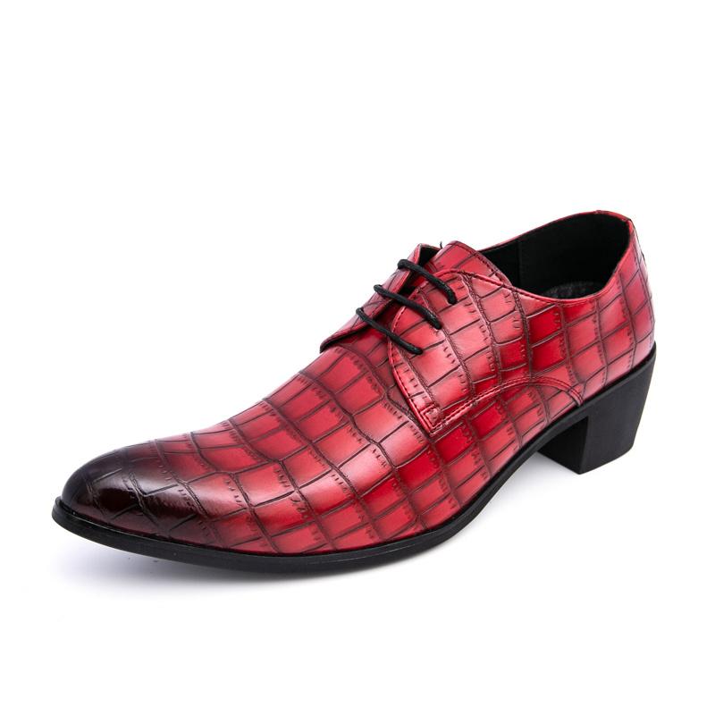 New Luxury Red Men High Heel Leather Shoes Oxford Designer Pointed-toe Dress Shoes Men Groom Suit Wedding Shoes Man Big Size 46