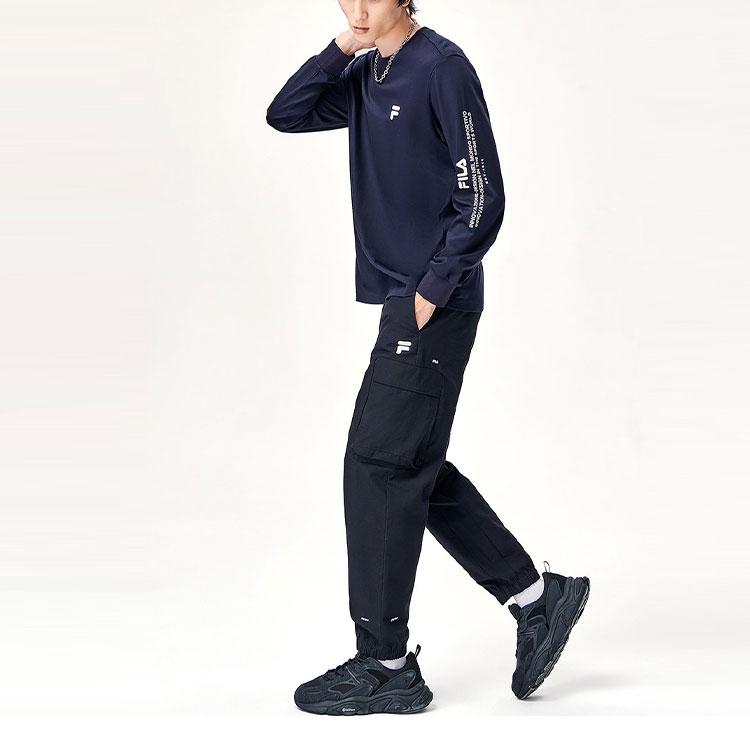 Fila Logo Print Simple Casual Sports Long Sleeve T-Shirt Men Tops Legendary-Blue F11M149210FNV