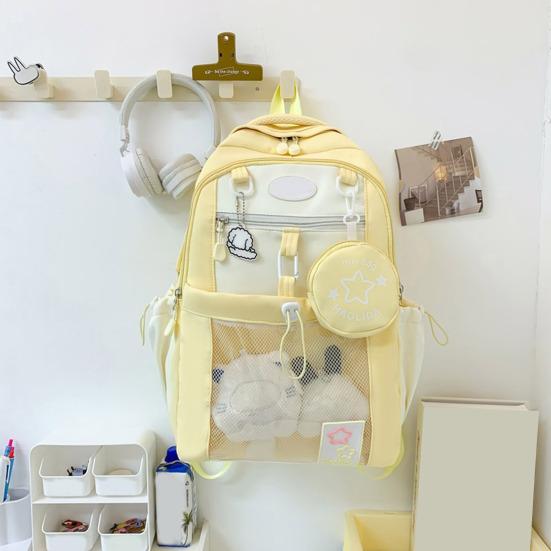 Girls Laptop Backpack Waterproof Backpack with Transparent Front Pocket Large Capacity Backpack with Padded Straps for School Street Travel
