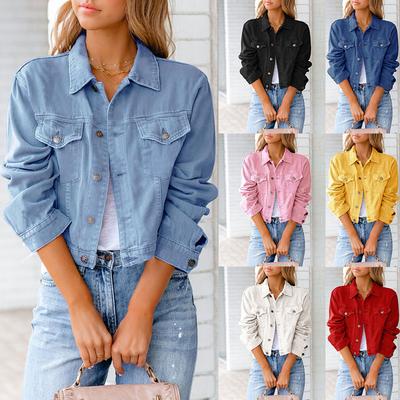 Women's Spring and Summer Denim Jacket Jacket Long-sleeved Top