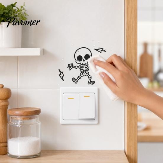 Wall Switch Protector Halloween Skeleton Light Sticker, Decal, Removable Decals, Decorative Decals PVC Waterproof Art for Home Bedroom Living
