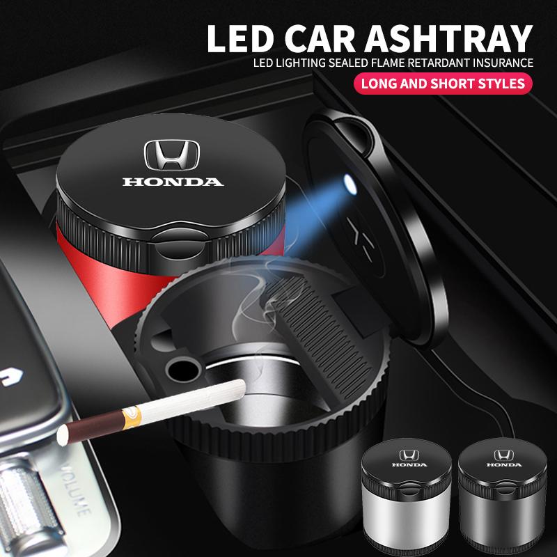 For Honda AcCar LED Ashtray Garbage Coin Storage Cup Container Cigar Ashtray For Honda Civic Fit Jazz Accord Pilot CRV Odyssey Passport
