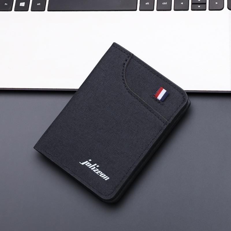 Vertical Canvas Leather Money Clip Men's Wallet