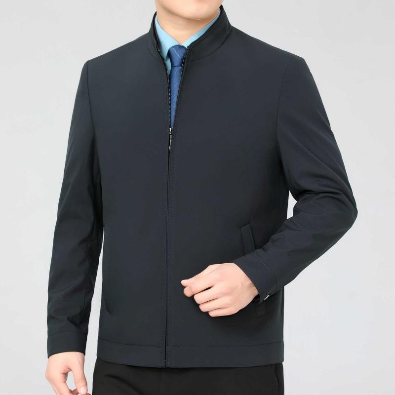 Mulberry Silk Jacket Men's Spring and Autumn New Business Lapel Dad Jacket Middle-aged Casual Handsome Men's Jacket