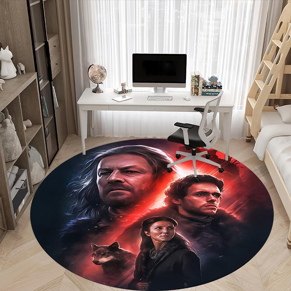 1PC Game of Warriors Office Round Rug, Non-slip, Soft and Durable Office Rug for Interior Decoration, Perfect for Office, Beautiful Decoration