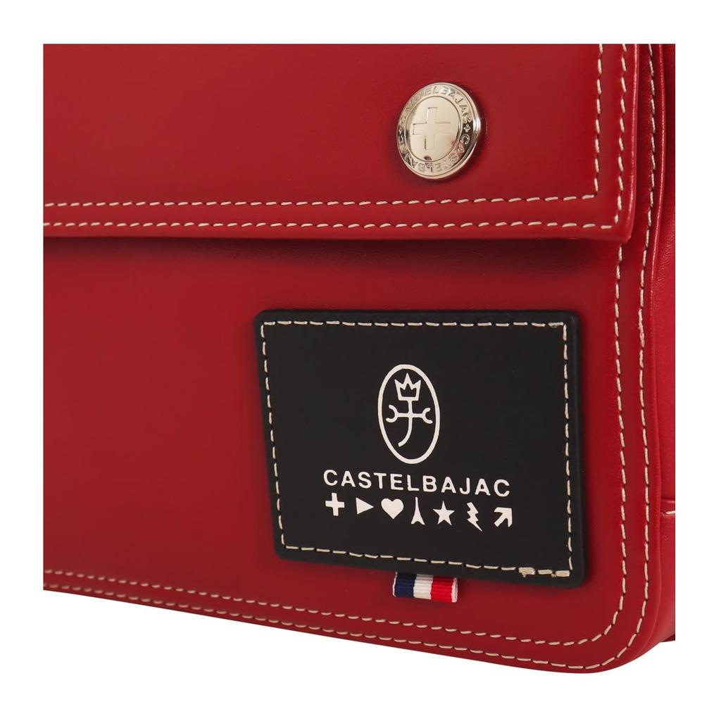 CASTELBAJAC Casual Shoulder Horizontal Perfect for Size Made of Genuine Cowhide Size Red Men's Bag, Style, Travel, 051122, Leather, 14,