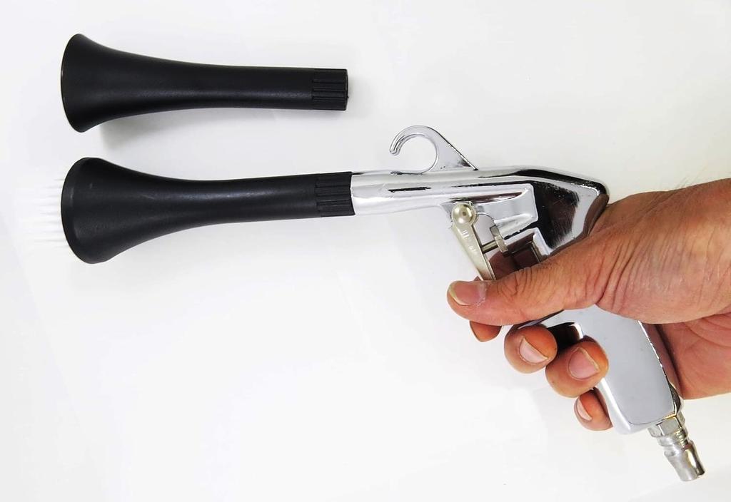 MBK Tornado Pulse Air Gun with Brush Nozzle for Car Thoroughly Removes Dust and Dirt with Air Includes Gloves Washing, Pressure, Silver,