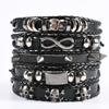 5-Piece Men's Leather Bracelet Set Stylish Studded Design Hip Hop Teens Boys Jewelry Accessories Adjustable PU Leather Hand-woven Bracelet