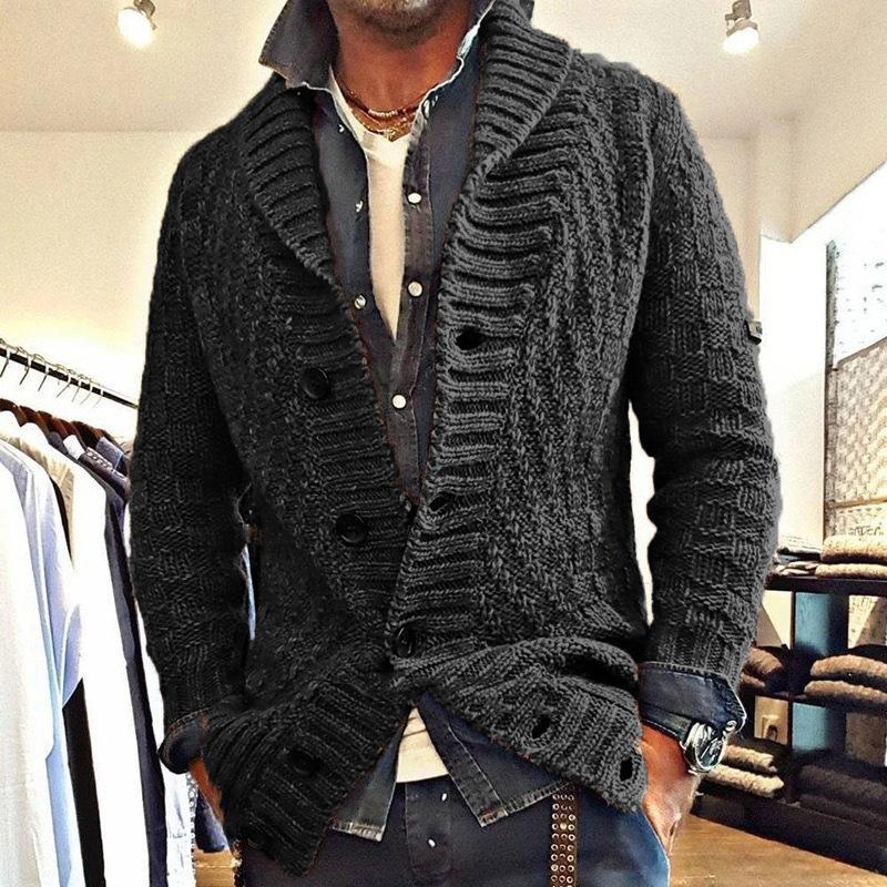 

2026 Autumn New Arrival Men s Vintage Collar Sweater Jacket XXXL чорний