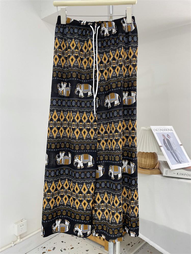 

Широкие брюки с высокой талией и драпировкой на весну/лето — длина до пола, повседневные, свободный крой, новая тайская женская мода One Size - Suitable for 90-140 lbs